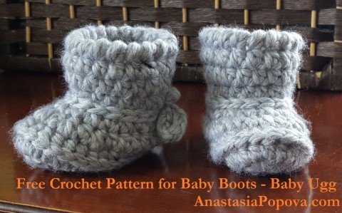 Free Crochet Pattern for Baby Boots - baby ugg